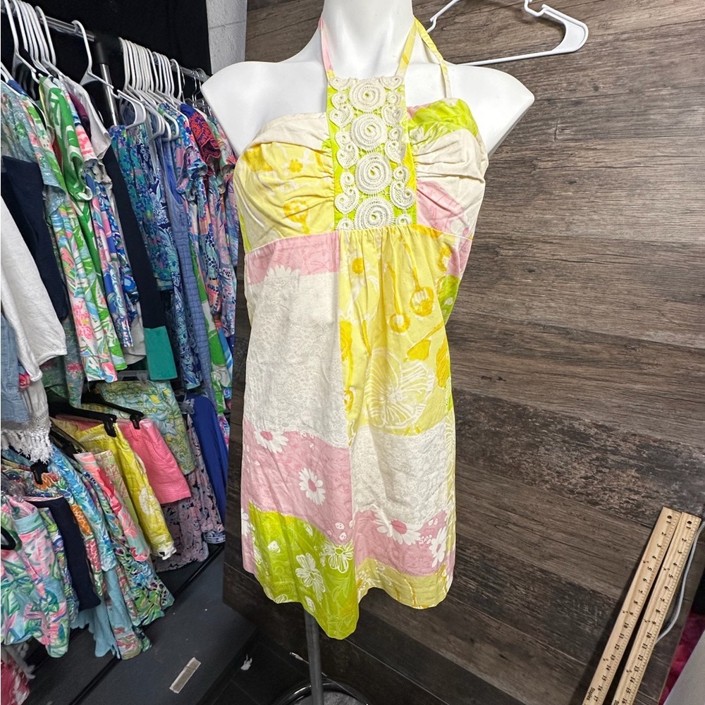 Lilly Pulitzer Multicolor Patchwork Halter Neck S… - image 2